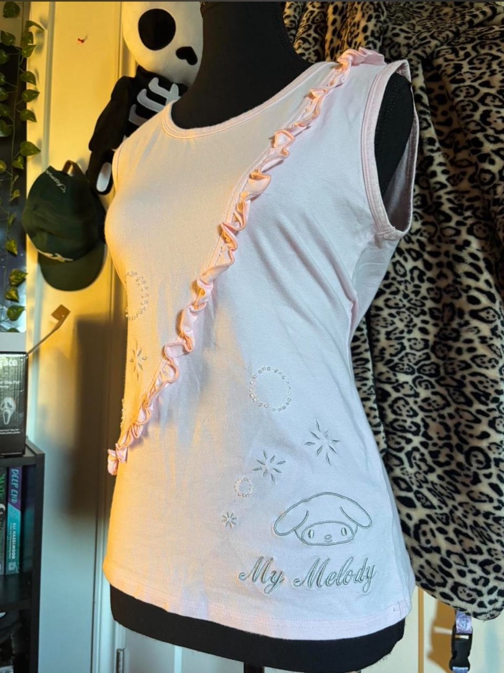 y2k Sanrio Light Pink My Melody Ruffle Tank Top